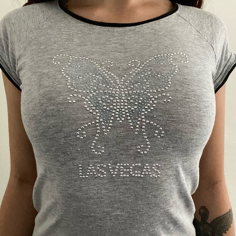 vintage rhinestone butterfly baby tee 🦋